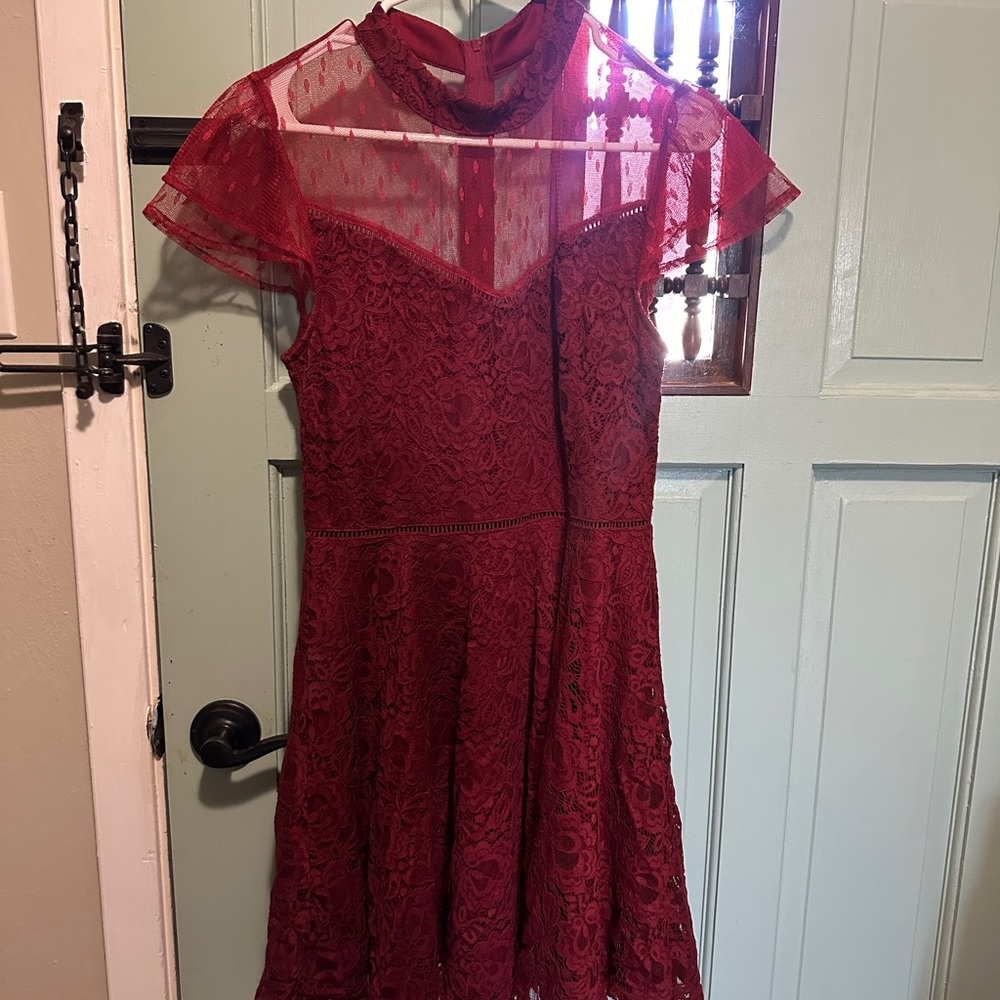 Elegant Red Lace Dress